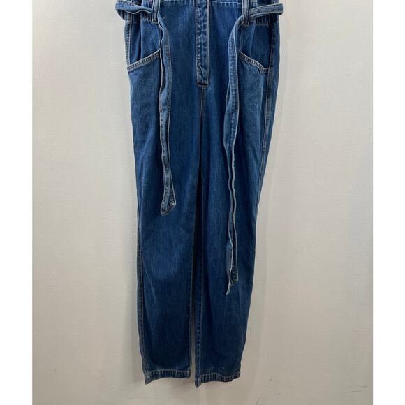 Happy x Nature Kate Hudson Denim Jumpsuit Belted Pockets V-Neck Cotton Size 2 - Picture 4 of 12